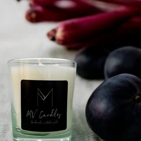 Black Plum and Rhubarb 220 gram Clear Glass Scented Candle