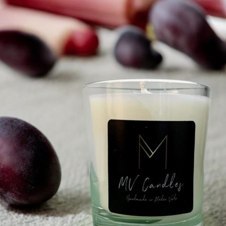 Black Plum and Rhubarb 220 gram Clear Glass Scented Candle