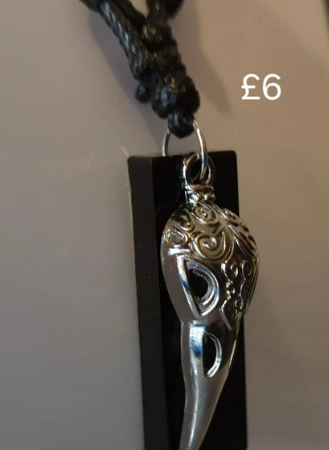 Gothic Raven Skull Pendant Necklace – Adjustable Black Cord – Unisex