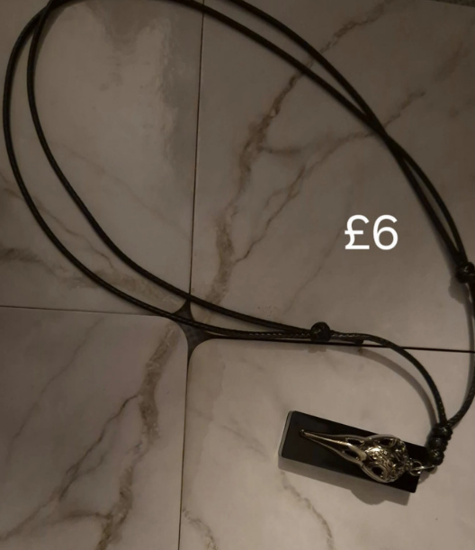 Gothic Raven Skull Pendant Necklace – Adjustable Black Cord – Unisex