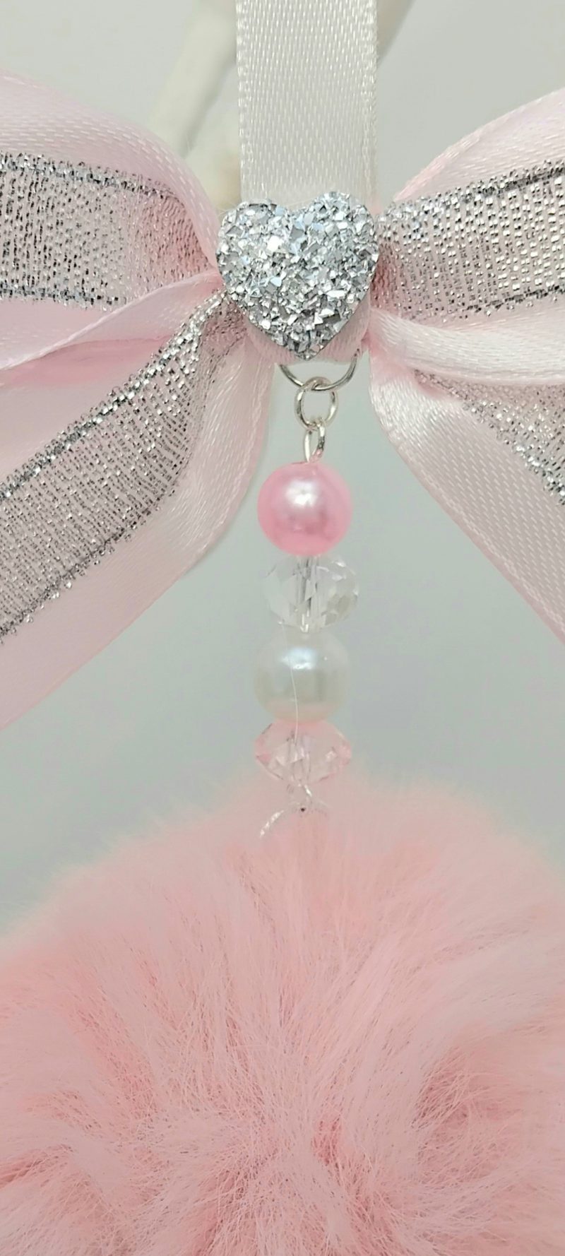 Pink Pom Pom Pram Charm,New Baby gift, Baby shower gift, Pink bow pom pom charm