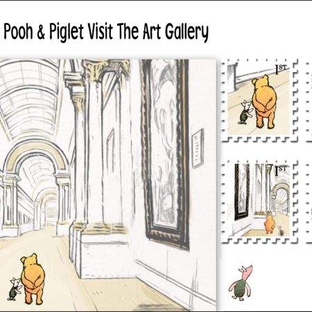 Pooh & Piglet at the Art Gallery Cinderella Stamp Presentation Set