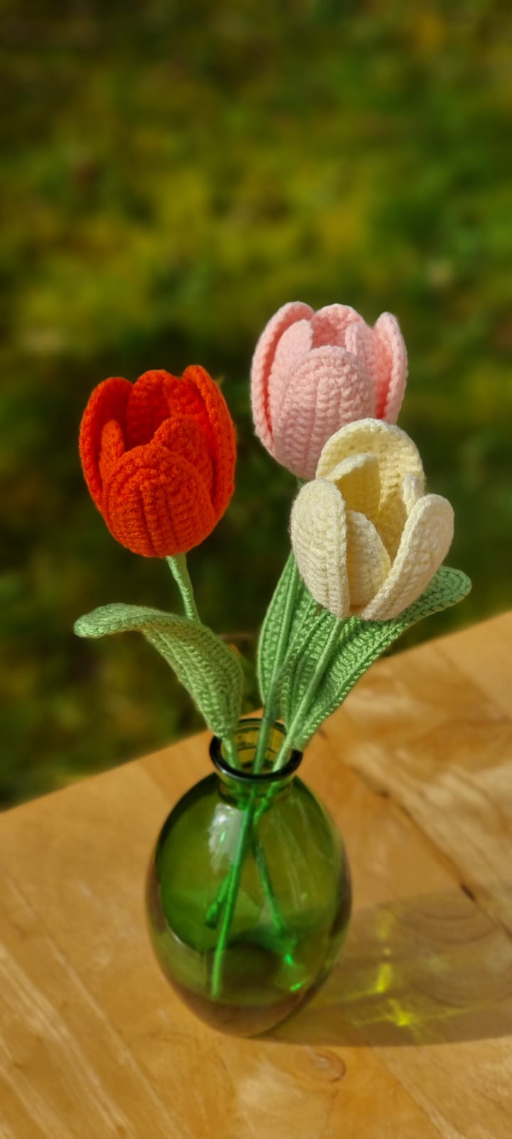 Handmade 3 Tulips Bouquet Orange Yellow Salmon Pink Mother's Day Gift