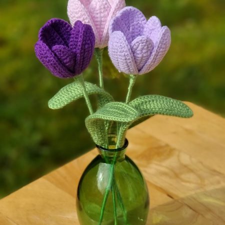 Handmade 3 Tulips Bouquet Lilac Indigo Baby Pink Mother's Day Gift Home Decor