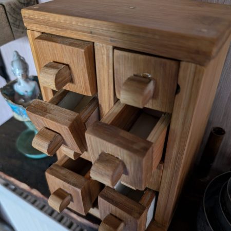Handmade recycled wooden miniature drawers