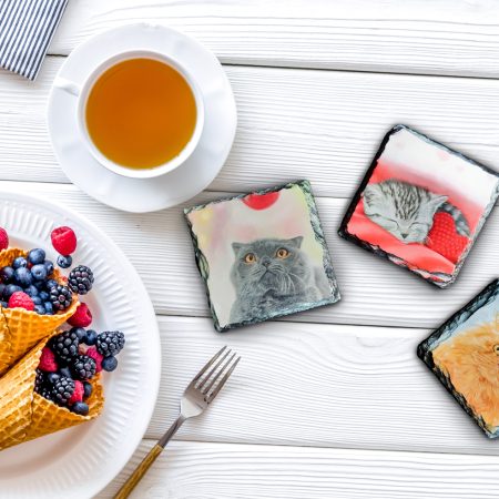 Slate Coaster | Cute Kitten coaster with hand drawn artwork printed with glossy finish - Image 7