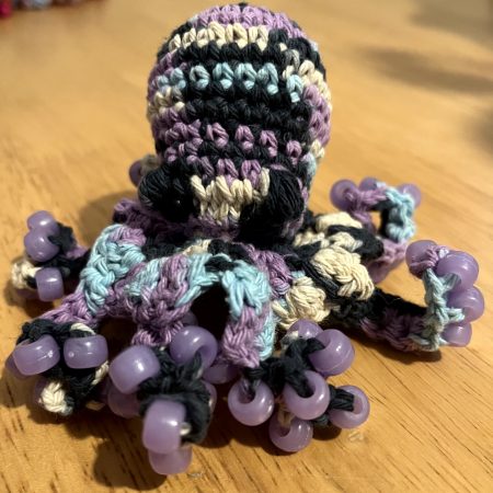 Small handmade crocheted beaded fidget toy octopus - various colours