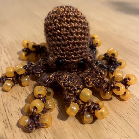 Small handmade crocheted beaded fidget toy octopus - various colours