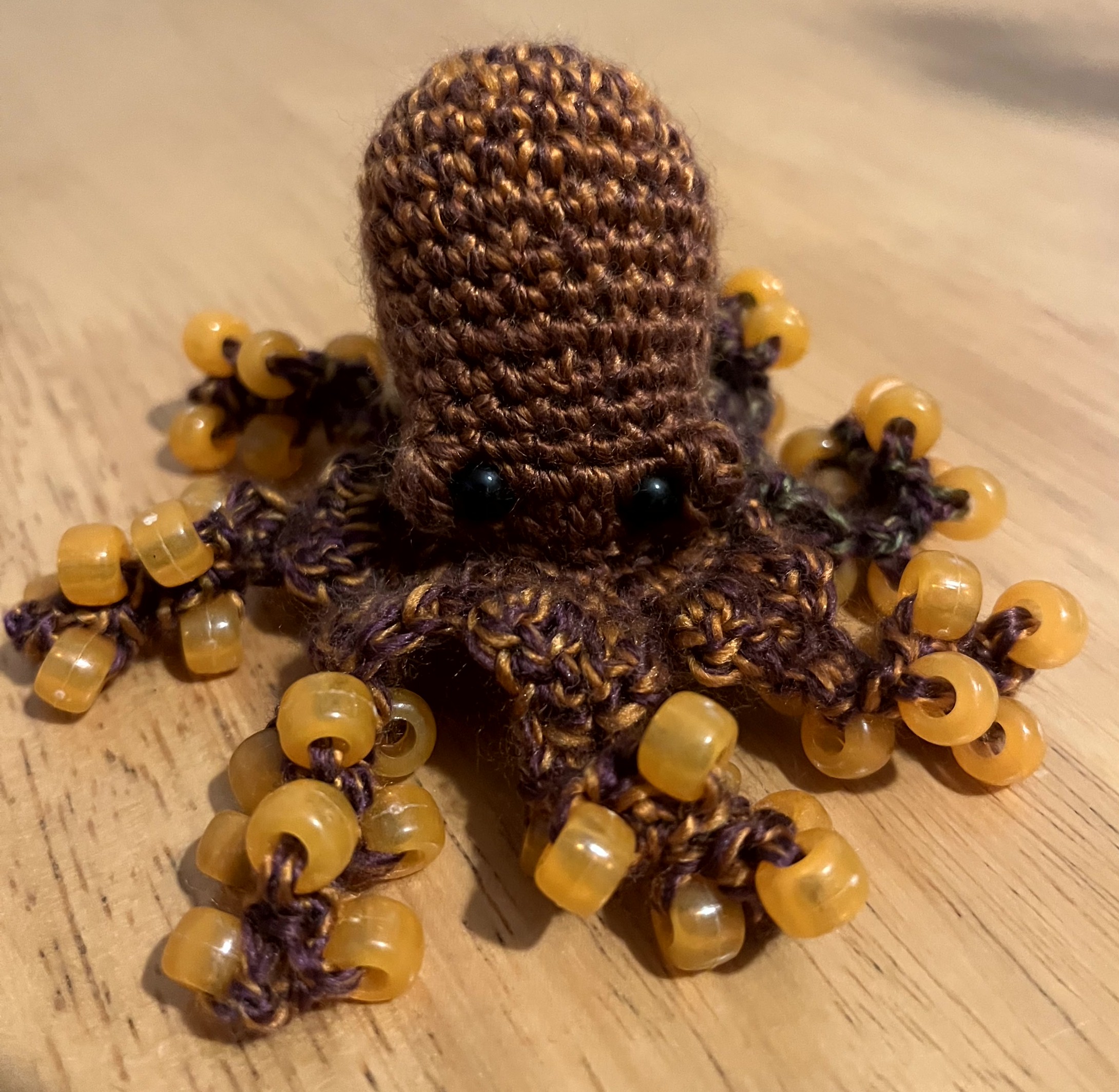 Small handmade crocheted beaded fidget toy octopus - various colours
