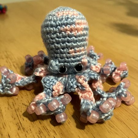 Small handmade crocheted beaded fidget toy octopus - various colours