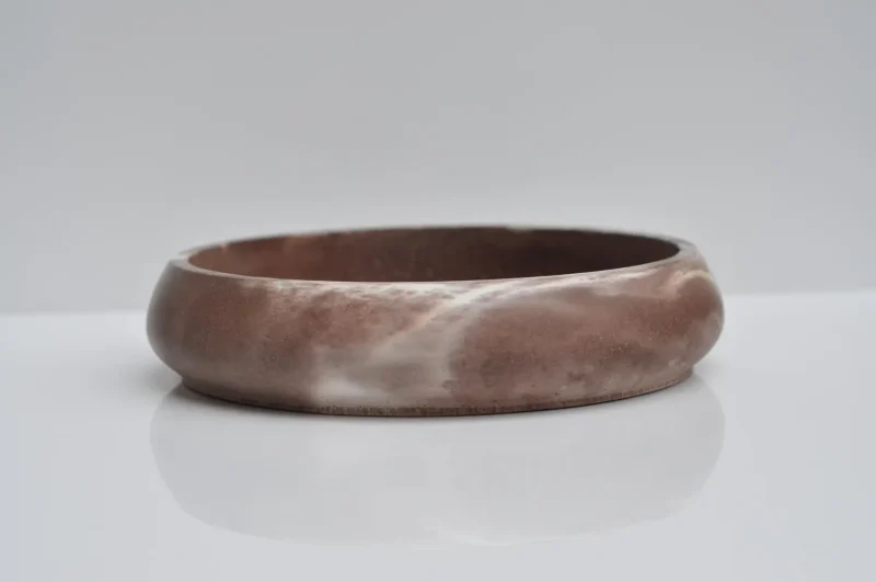 Handmade Concrete Bowl - Brown and White Marble Design | Medium Size Key Bowl | Minimalist Home Deco
