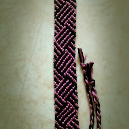 Diagonal Plaid Pink and Black Bracelet - Handmade