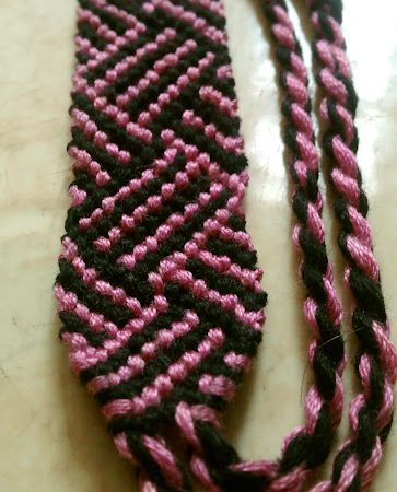 Diagonal Plaid Pink and Black Bracelet - Handmade