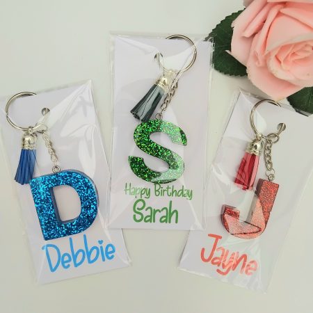 Resin initial keyring, resin glitter initial keyring,resin initial keychain, resin letter keyring