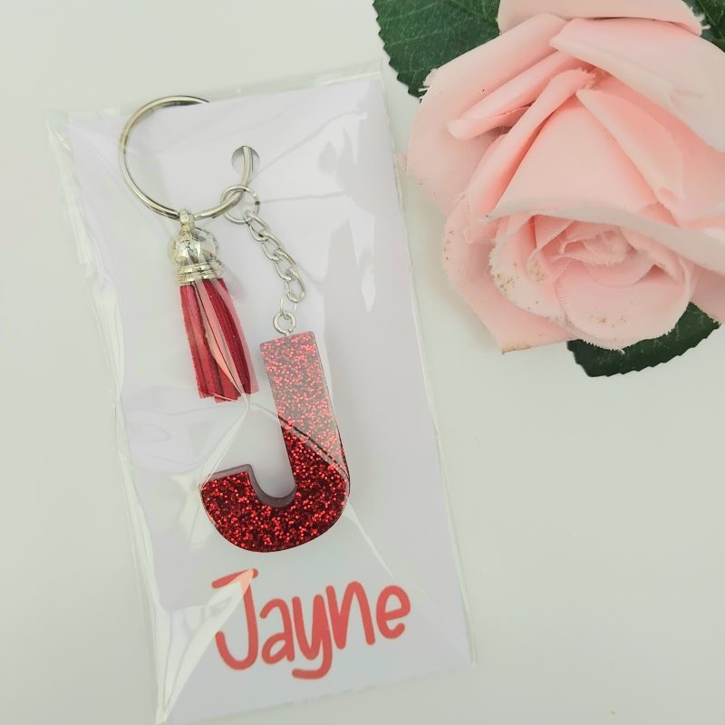 Resin initial keyring, resin glitter initial keyring,resin initial keychain, resin letter keyring