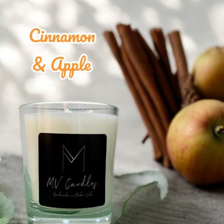 Cinnamon and Apple 220 gram Scented Candle in Clear Glass Container
