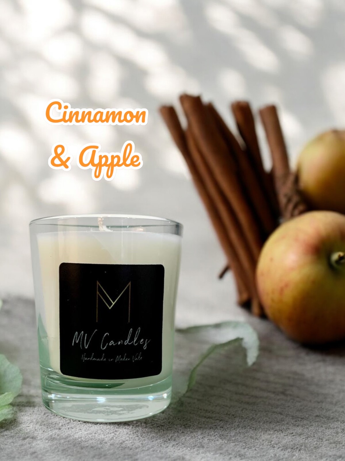 Cinnamon and Apple 220 gram Scented Candle in Clear Glass Container