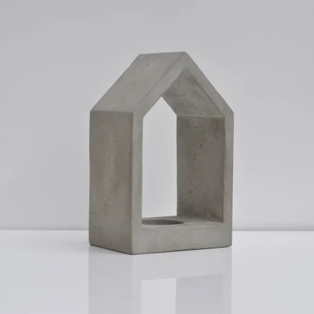 Handmade Concrete Tealight Holder - House Design Cement Home Decor | Unique Desk or Mantel Decor - Image 2
