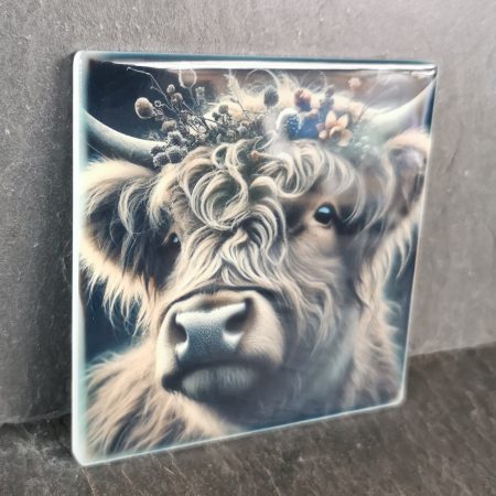 Highland Cow Ceramic Coaster, Gift, gift ideas, present