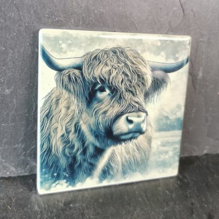 Highland Cow Ceramic Coaster, Gift, gift ideas, present