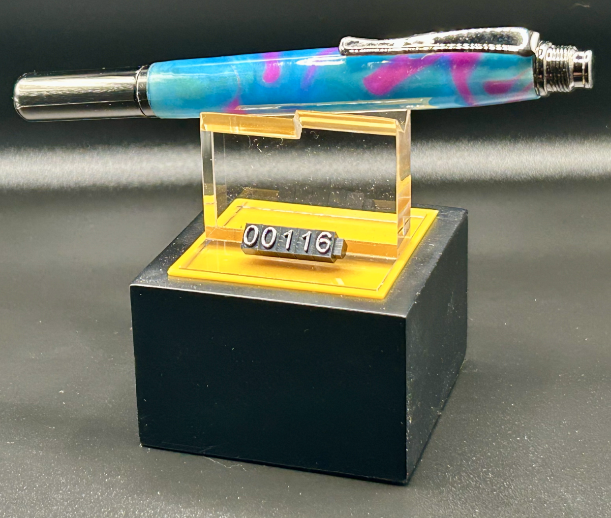 Rollester Rollerball appointed in GunMetal ~ iridescent Blue & Purple Acrylic