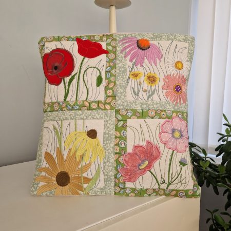 Hand Crafted Floral Embroidered Cushion - Intricate flowers and vibrant thread detailing