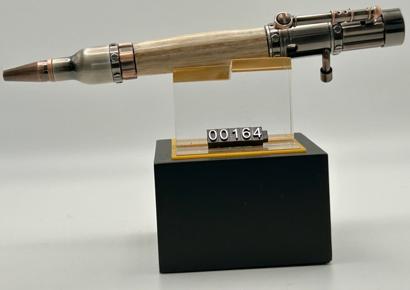Steampunk Bolt Action appointed in Gunmetal & American Ash with Beeswax