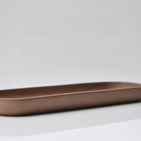 Long Oval Concrete Tray | Handmade Terracotta Colour Tray | Modern Decorative Accessory | Home Decor - Image 3