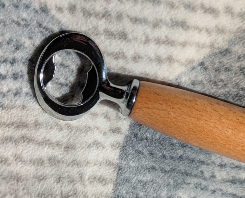 Bottle opener made from Beech wood with a stainless steel opener