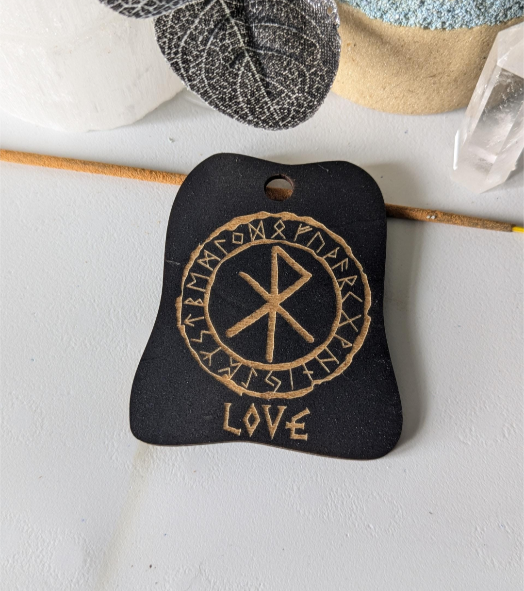 Handmade Wooden Runes hanging Ornaments Viking Nordic