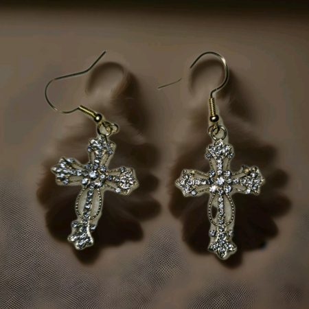 Stoned cross earrings