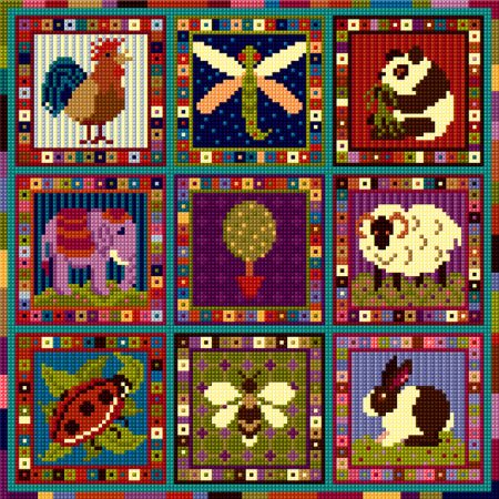Sew-a-long With Animal Fayre, Counted Cross-stitch Project, Tapestry Kit Project, Gift Box Pack