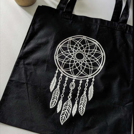 Black Tote Bag with A Mystical Dreamcatcher - Image 2