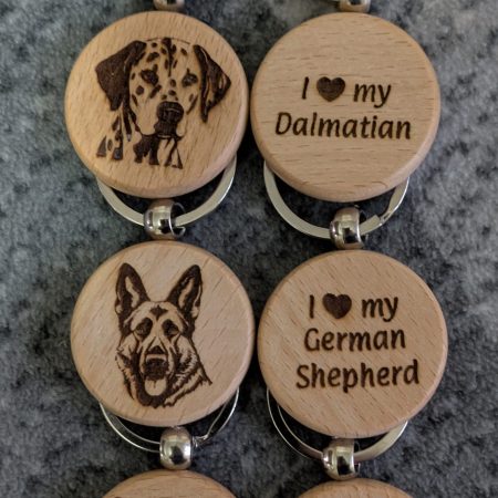 Personalised Wooden Keyrings - Laser Engraved Dog Breeds