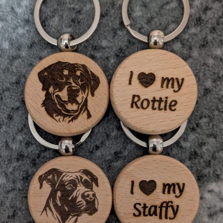 Personalised Wooden Keyrings - Laser Engraved Dog Breeds