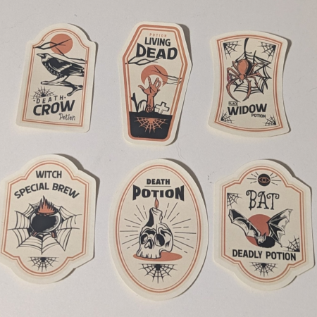 Apothecary Spooky Potion Bottle Stickers printed on adhesive white paper, witchcraft, Halloween - Image 2