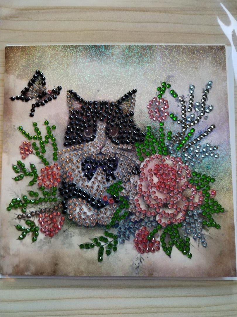 Diamond art - greeting card -Any occasion - Cat theme