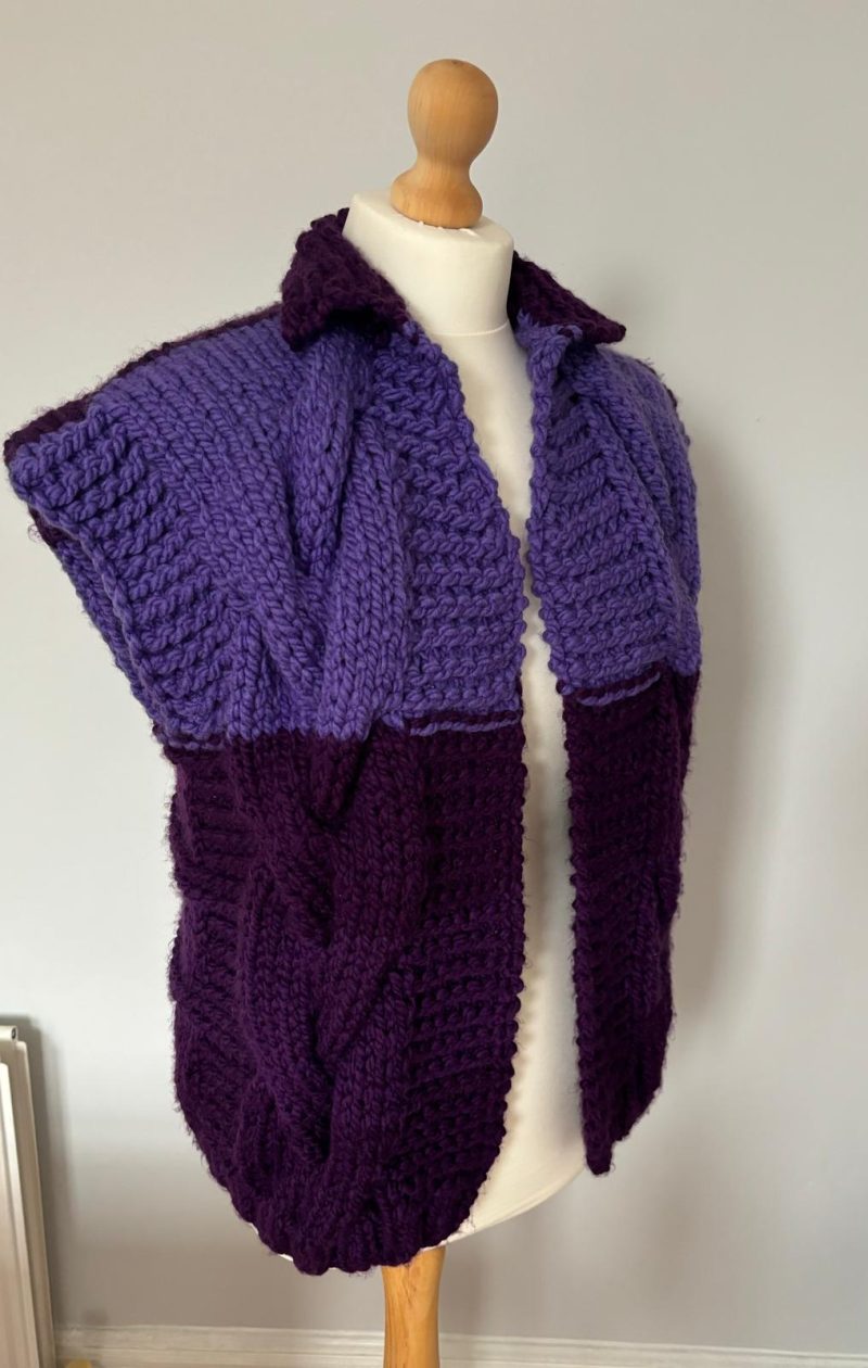 Chunky hand knitted vest cardigan