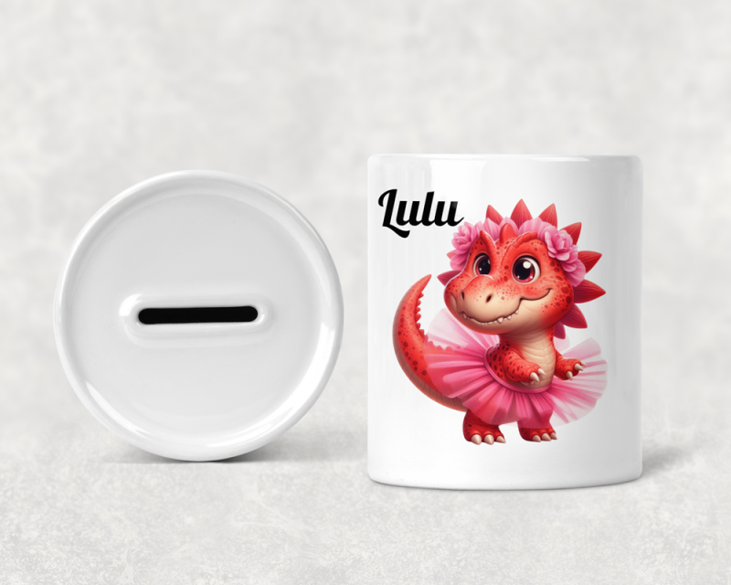 Personalised Ballet Dinosaur Money Box