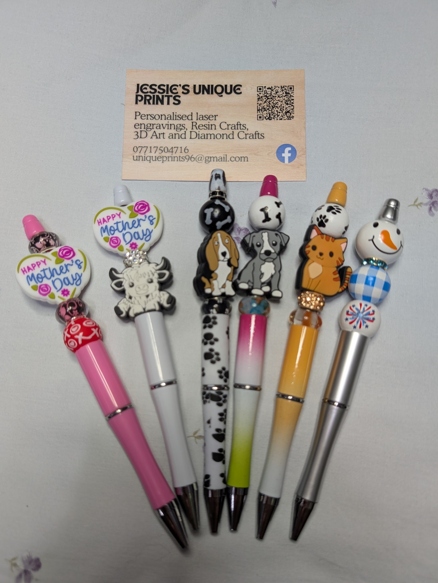 Bead pens, pencils and bookmarks