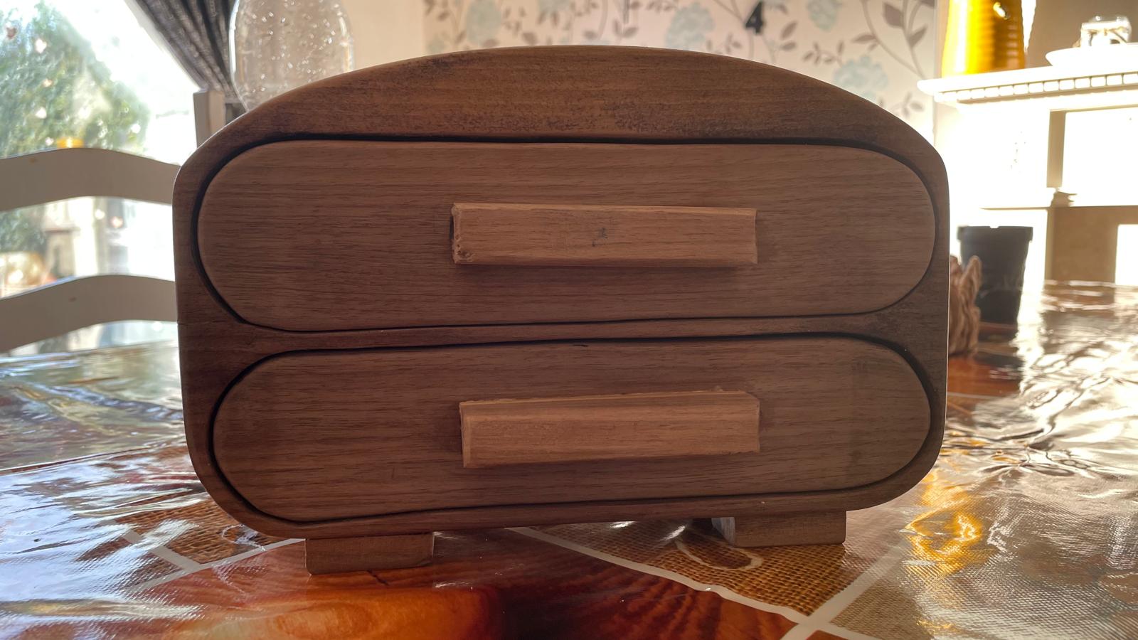 Harmony – Handmade Wooden Bracelet Holder | Walnut & Oak Jewelry Box with Velvet-Lined Drawers