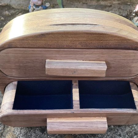 Harmony – Handmade Wooden Bracelet Holder | Walnut & Oak Jewelry Box with Velvet-Lined Drawers