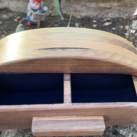 Harmony – Handmade Wooden Bracelet Holder | Walnut & Oak Jewelry Box with Velvet-Lined Drawers