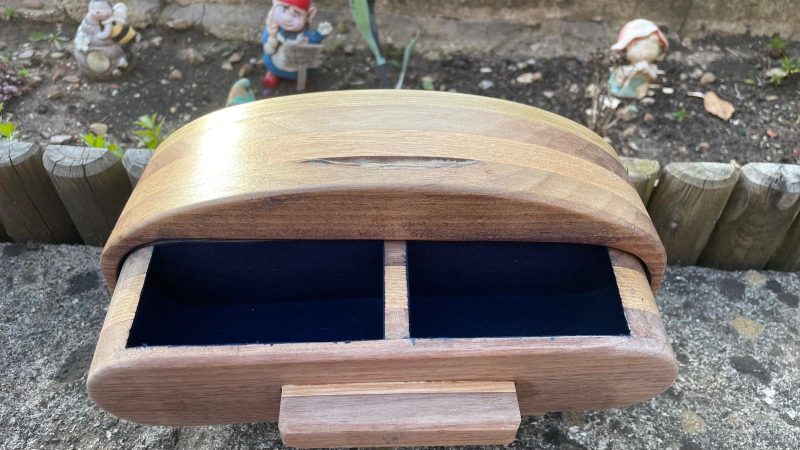 Harmony – Handmade Wooden Bracelet Holder | Walnut & Oak Jewelry Box with Velvet-Lined Drawers