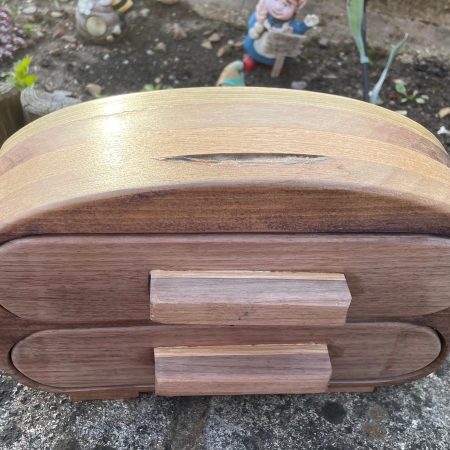 Harmony – Handmade Wooden Bracelet Holder | Walnut & Oak Jewelry Box with Velvet-Lined Drawers