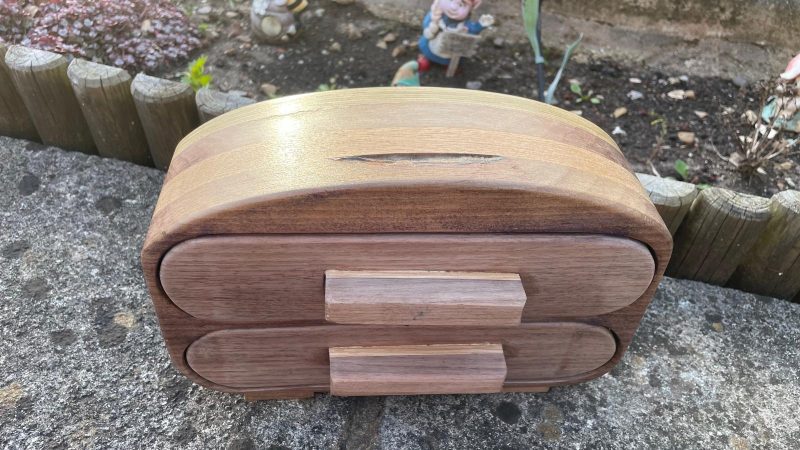 Harmony – Handmade Wooden Bracelet Holder | Walnut & Oak Jewelry Box with Velvet-Lined Drawers