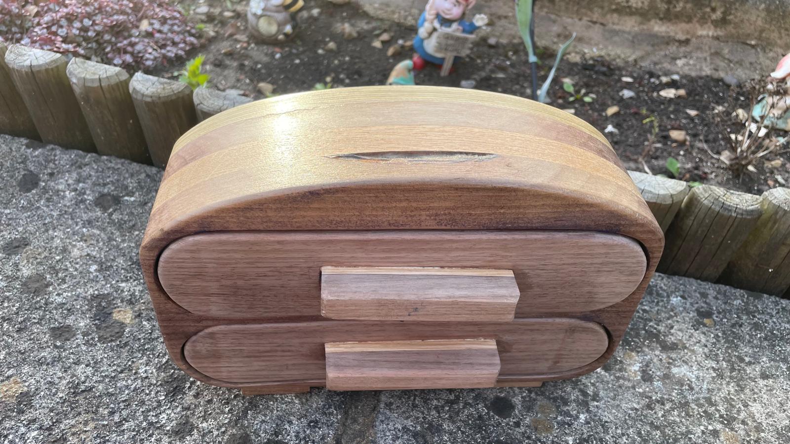 Harmony – Handmade Wooden Bracelet Holder | Walnut & Oak Jewelry Box with Velvet-Lined Drawers - Image 3