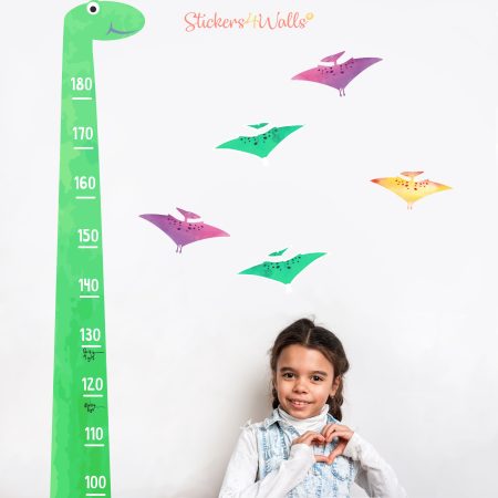 Giant Green Dinosaur Height Chart Wall Sticker - Reusable Kids Room Decor