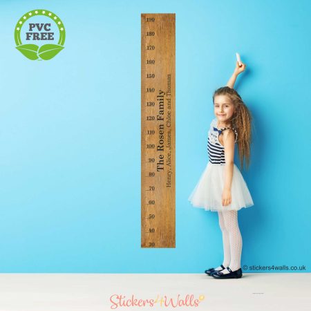 Traditional wooden effect ruler height chart in centimeters