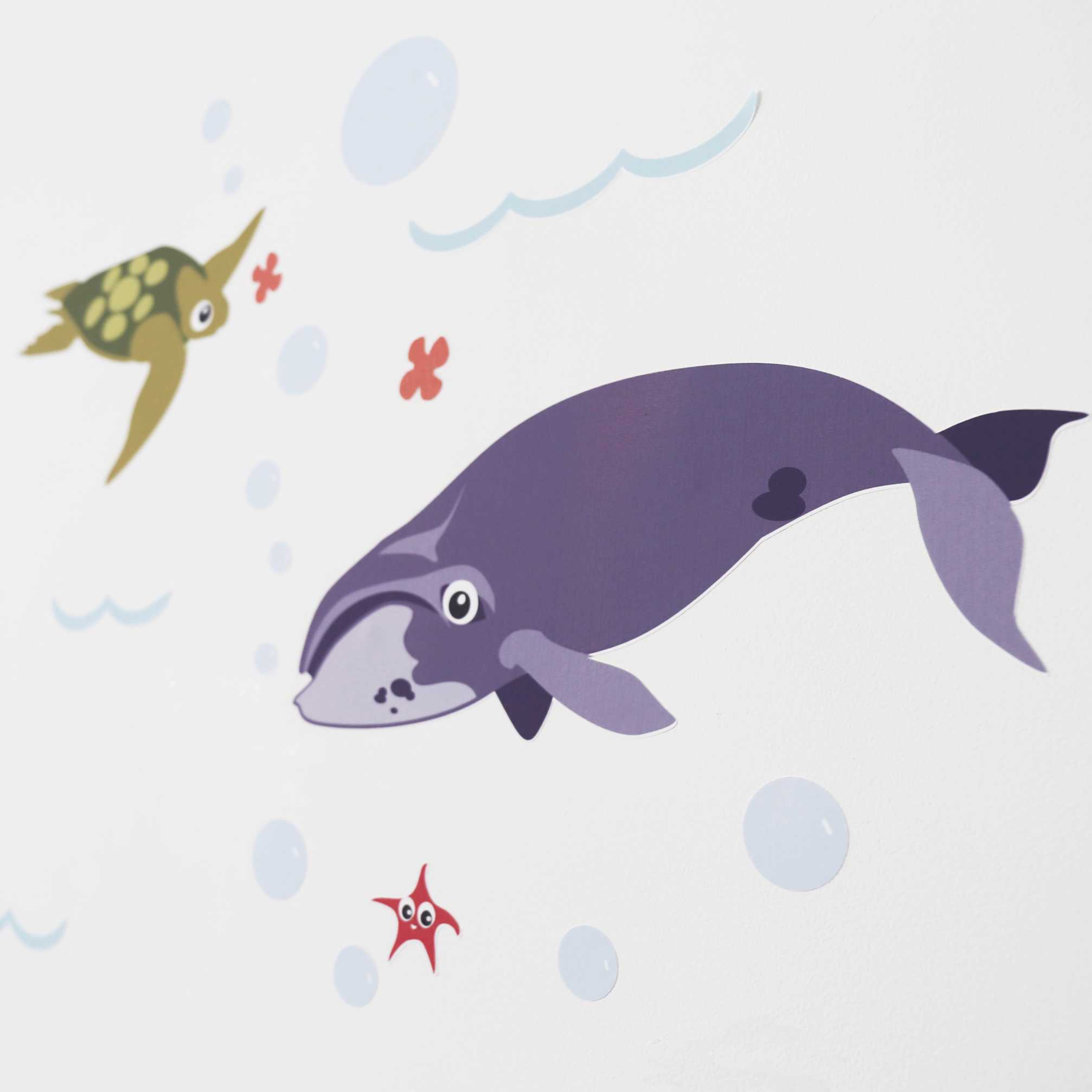 Whale Marine Theme Wall Stickers - Reusable Fabric Decoration - Image 3